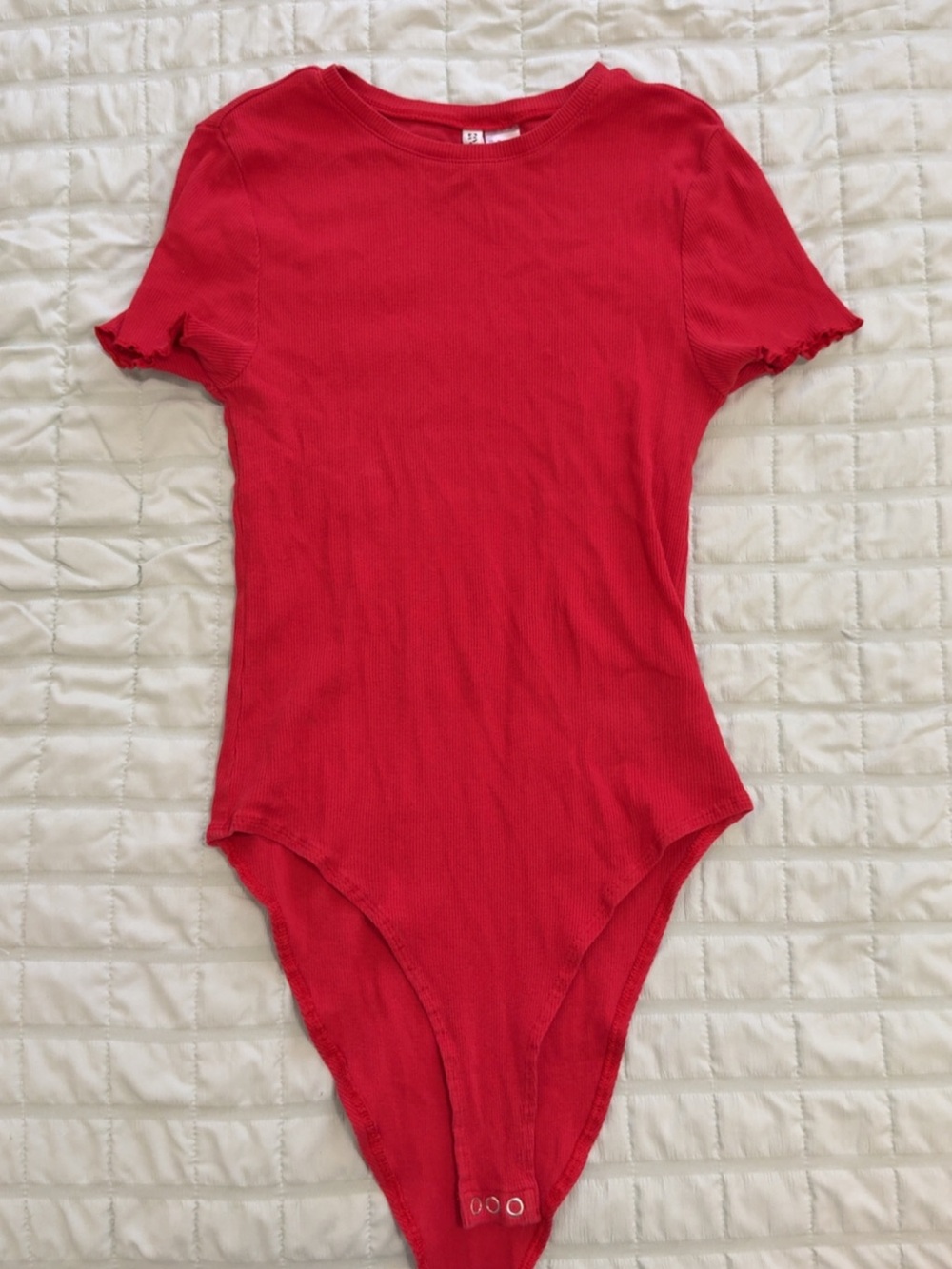 H&M Red Ribbed Short Sleeve Bodysuit for Kids